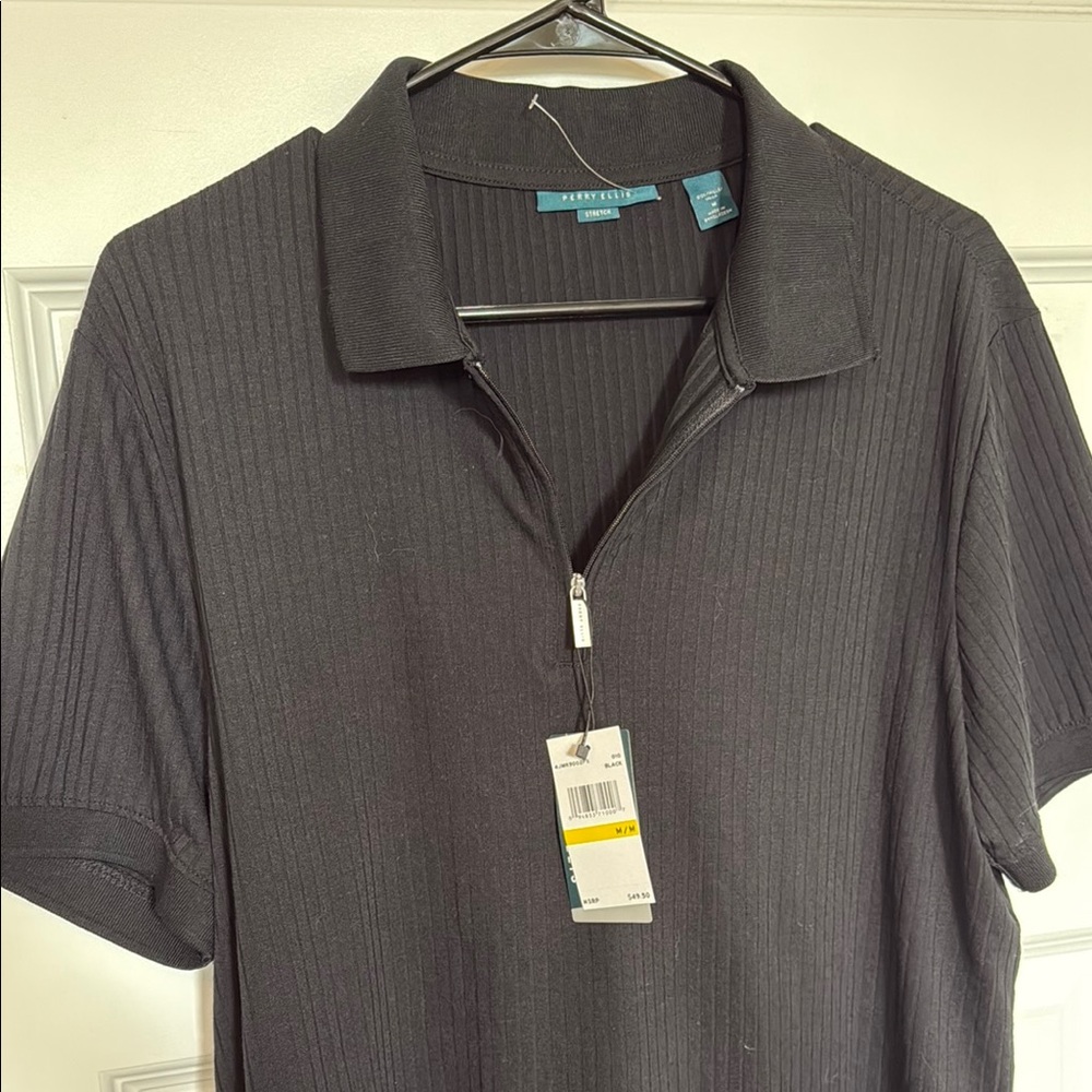 NWT Perry Ellis Black Polo Shirt Sz Medium - Picture 4 of 8